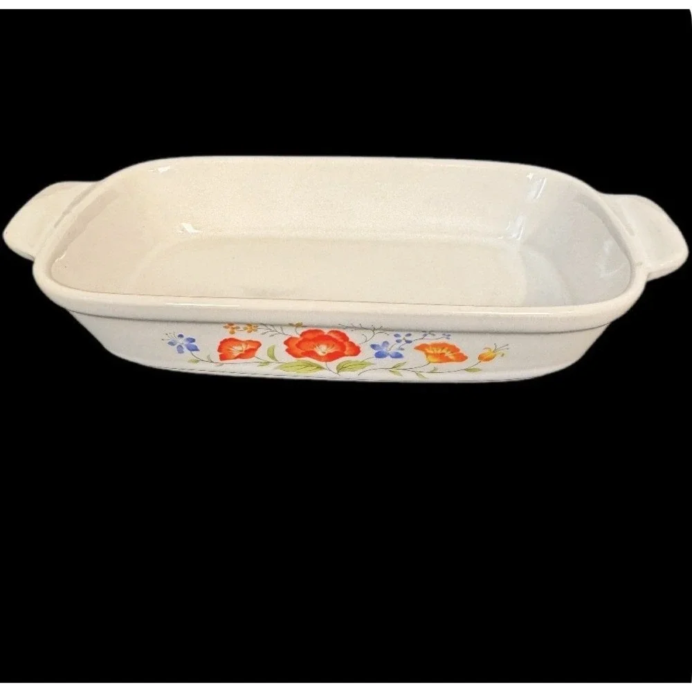 Japan VTG Floral Ceramic Baking Dish 7x4